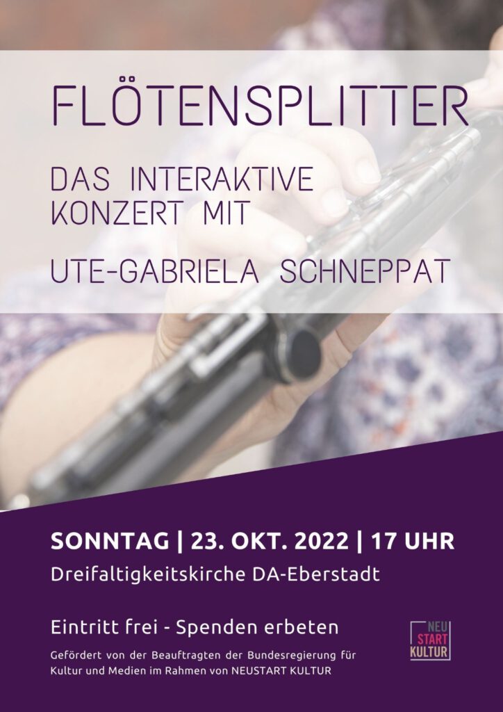 Plakat Konzert Flötensplitter am 23.10.2022 in der Dreifaltigkeitskirche DA-Eberstadt